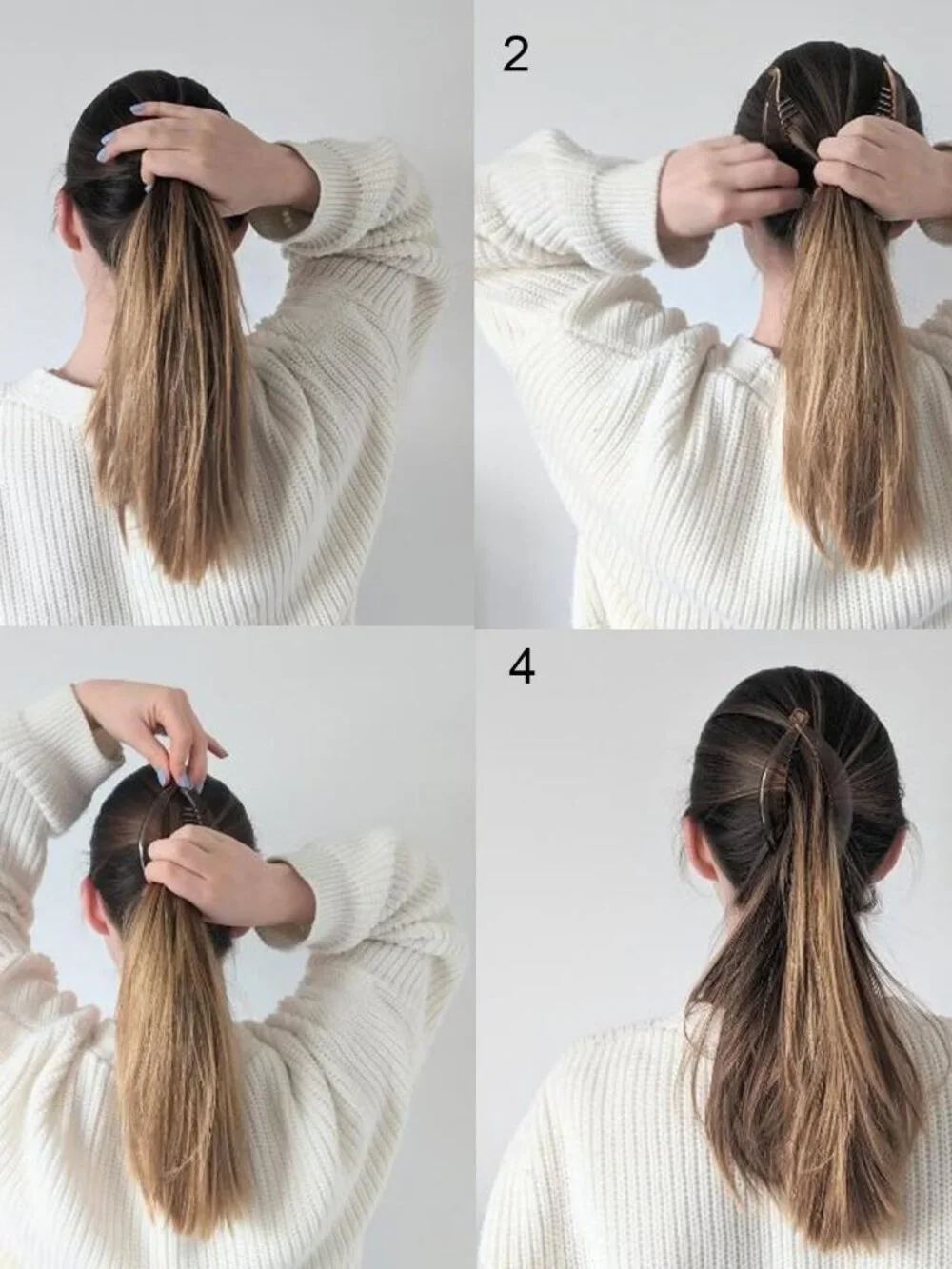 Banana Hair Clips for Women - Classic Fishtail Clincher Combs, Large Double Pony